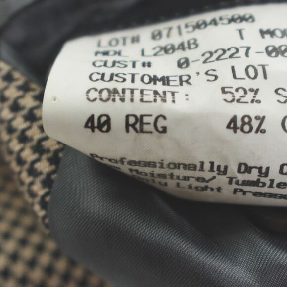 Hickey Freeman Sport Coat Mens 40R Houndstooth‎ Tan Black Silk Camel USA Blazer - Picture 5 of 16